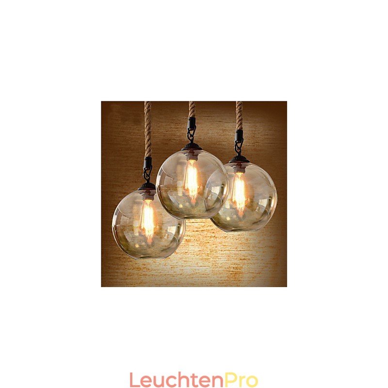 Loft Amerikanischen Seil Retro Beleuchtung Lichter Glas Pendelleuchte