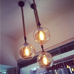 Loft Amerikanischen Seil Retro Beleuchtung Lichter Glas Pendelleuchte