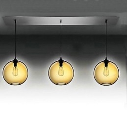 Moderne Pendelleuchte aus Glas mit 3 Lichtern im transparent-braunen Blasen-Design