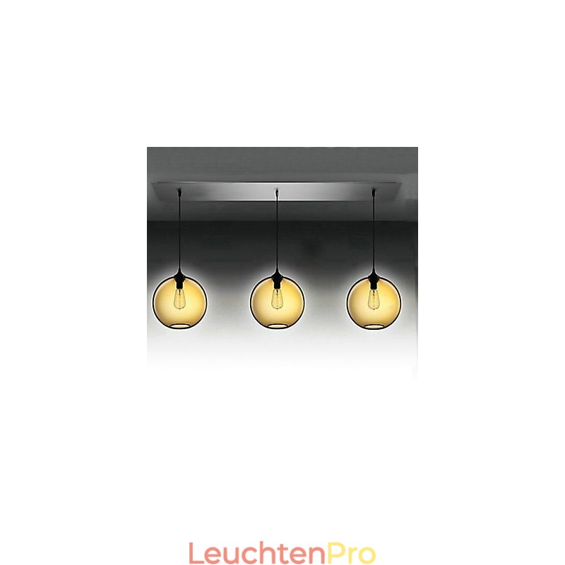 Moderne Pendelleuchte aus Glas mit 3 Lichtern im transparent-braunen Blasen-Design
