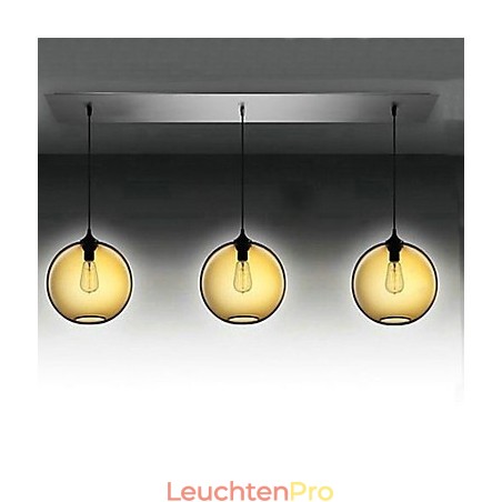 Moderne Pendelleuchte aus Glas mit 3 Lichtern im transparent-braunen Blasen-Design Moderne Pendelleuchte aus Glas mit 3 Lichtern im transparent-braunen Blasen-Design