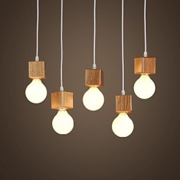 Nordische Massivholz Quadratische Lampenfassung Sitzende Droplight Lampe Licht