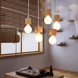 Nordische Massivholz Quadratische Lampenfassung Sitzende Droplight Lampe Licht