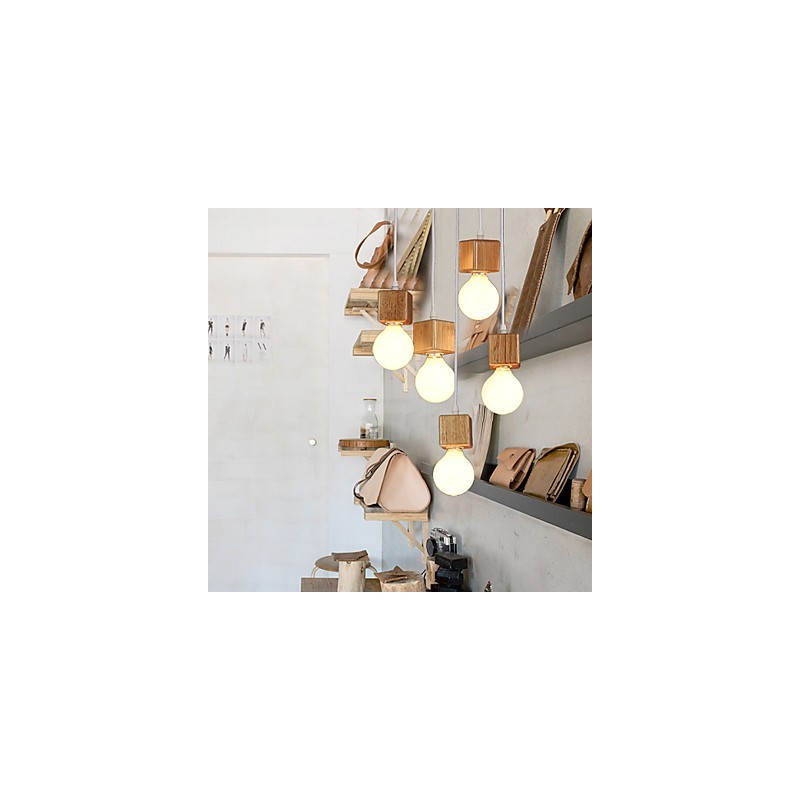 Nordische Massivholz Quadratische Lampenfassung Sitzende Droplight Lampe Licht
