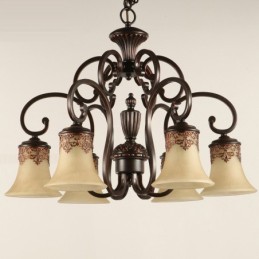 Kronleuchter Pendelleuchte 6 Lichter Vintage Country Island Metall + Glas
