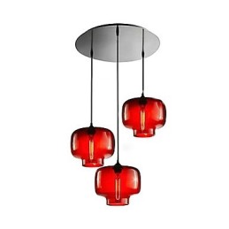 Moderne Glas-Pendelleuchte mit 3 Lichtern im transparenten Flaschendesign