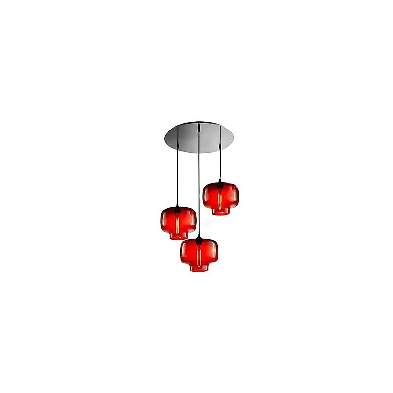 Moderne Glas-Pendelleuchte mit 3 Lichtern im transparenten Flaschendesign