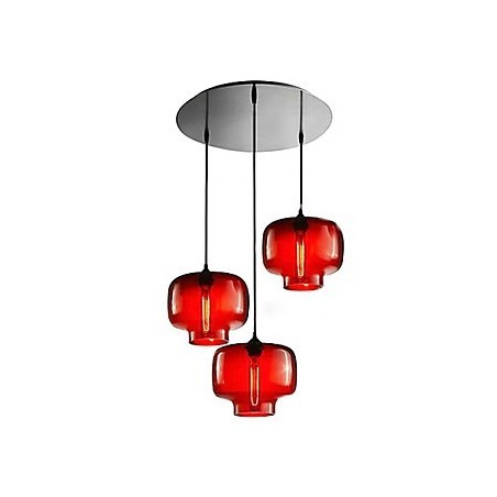 Moderne Glas-Pendelleuchte mit 3 Lichtern im transparenten Flaschendesign Moderne Glas-Pendelleuchte mit 3 Lichtern im transparenten Flaschendesign