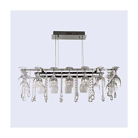Moderne zeitgenössische traditionelle klassische Kristall Chrom Metall Pendelleuchte Moderne zeitgenössische traditionelle klassische Kristall Chrom Metall Pendelleuchte