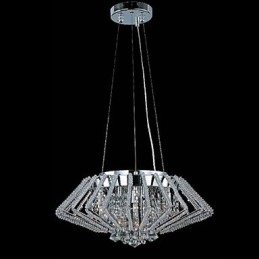 Diamantförmige Pendelleuchte aus Edelstahl mit Kristallen und 9 Lichtern