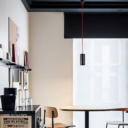 1-flammige Mini-Pendelleuchte, schwarz eloxiert mit Aluminium
