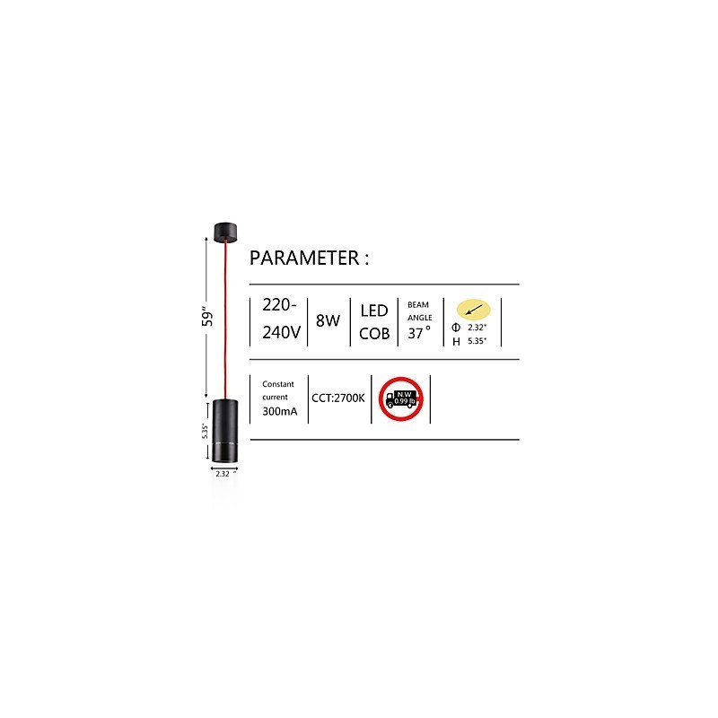 1-flammige Mini-Pendelleuchte, schwarz eloxiert mit Aluminium