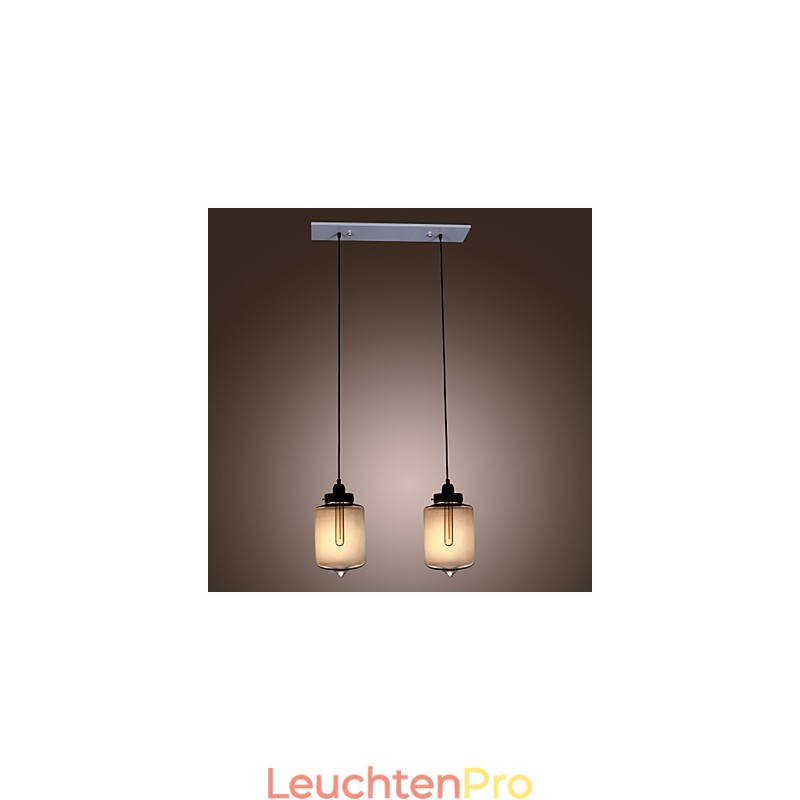 Moderne Glas-Pendelleuchte mit 2 Lichtern im transparenten Flaschendesign