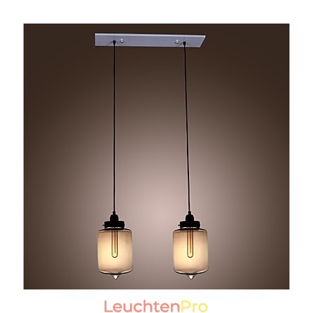 Moderne Glas-Pendelleuchte mit 2 Lichtern im transparenten Flaschendesign