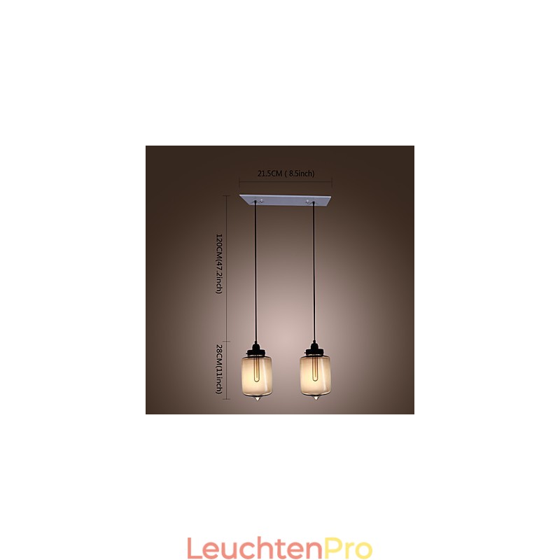 Moderne Glas-Pendelleuchte mit 2 Lichtern im transparenten Flaschendesign