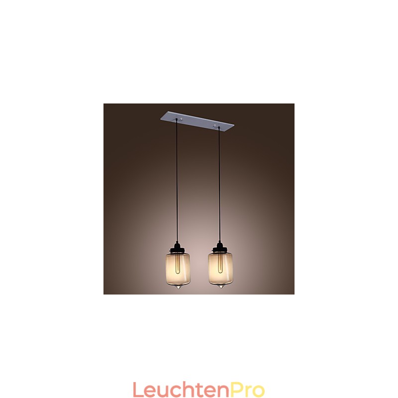 Moderne Glas-Pendelleuchte mit 2 Lichtern im transparenten Flaschendesign