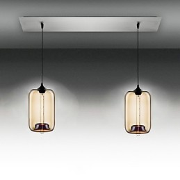Moderne Hängeleuchte aus transparentem Glas mit 2 Lichtern im Blasen-Design
