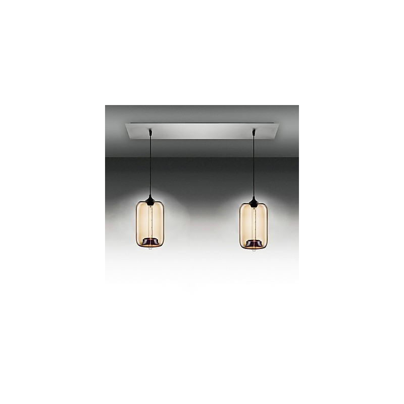 Moderne Hängeleuchte aus transparentem Glas mit 2 Lichtern im Blasen-Design