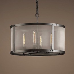 4-flammige Pendelleuchte mit transparentem Schirm