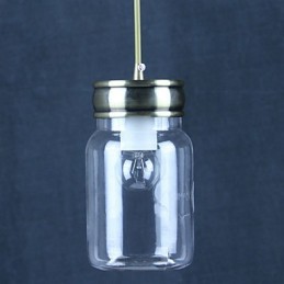 Ländliche Pendelleuchte „Garage“ aus galvanisiertem Glas