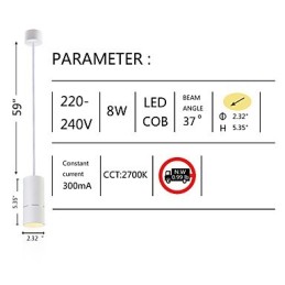 GE 05032 8W 136mm 1-flammige Mini-Pendelleuchte, gepudert weiß mit Aluminium