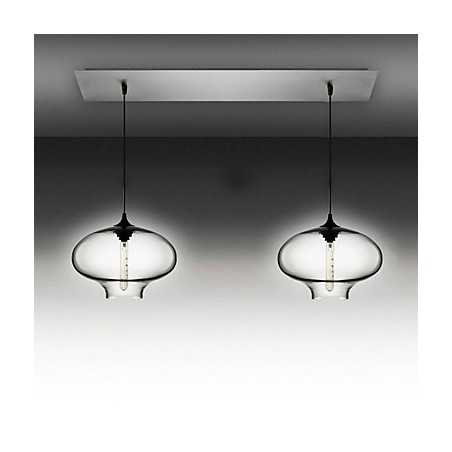 Moderne Pendelleuchte aus Glas mit 2 Lichtern im schwarzen Blasendesign Moderne Pendelleuchte aus Glas mit 2 Lichtern im schwarzen Blasendesign