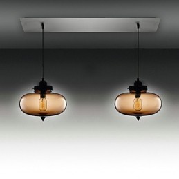 Moderne Hängeleuchte aus transparentem Glas mit 2 Lichtern im Blasen-Design