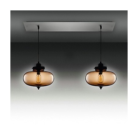 Moderne Hängeleuchte aus transparentem Glas mit 2 Lichtern im Blasen-Design Moderne Hängeleuchte aus transparentem Glas mit 2 Lichtern im Blasen-Design