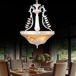 Weiß Anhänger Drei Lichter Muster Glas Schatten Hand Vergoldet Europäischen Retro