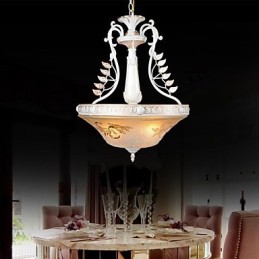 Weiß Anhänger Drei Lichter Muster Glas Schatten Hand Vergoldet Europäischen Retro