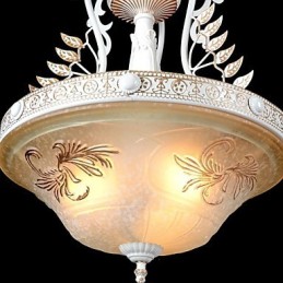 Weiß Anhänger Drei Lichter Muster Glas Schatten Hand Vergoldet Europäischen Retro