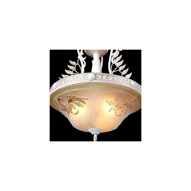 Weiß Anhänger Drei Lichter Muster Glas Schatten Hand Vergoldet Europäischen Retro