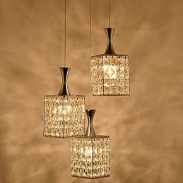 3 Lichter Metallrahmen K9 Kristall Kronleuchter Droplight Senden Glühbirne