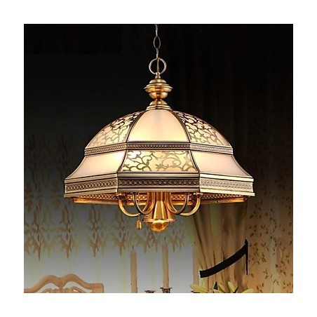 Messing Pendelleuchte Sechs Lichter Vintage Gesamt Kupfer Glas Messing Pendelleuchte Sechs Lichter Vintage Gesamt Kupfer Glas