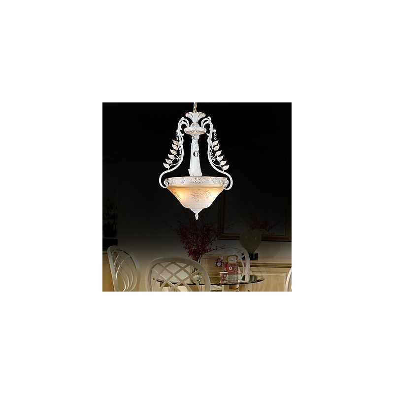 Weiß Anhänger Zwei Lichter Muster Glas Schatten Hand Vergoldet Europäischen Retro