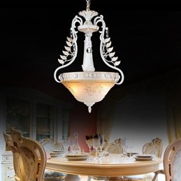 Weiß Anhänger Zwei Lichter Muster Glas Schatten Hand Vergoldet Europäischen Retro