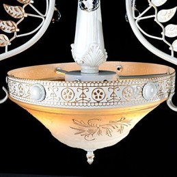 Weiß Anhänger Zwei Lichter Muster Glas Schatten Hand Vergoldet Europäischen Retro