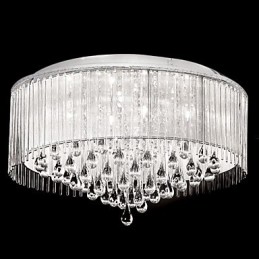 Elegante Kristall-Pendelleuchte mit 8 Lichtern im Zylinderschirm