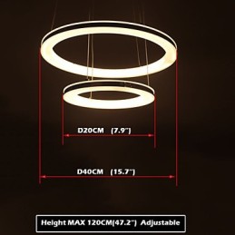 Acryl Pendelleuchte Runde Kronleuchter Beleuchtung mit 2 Ringen Lampen Leuchten