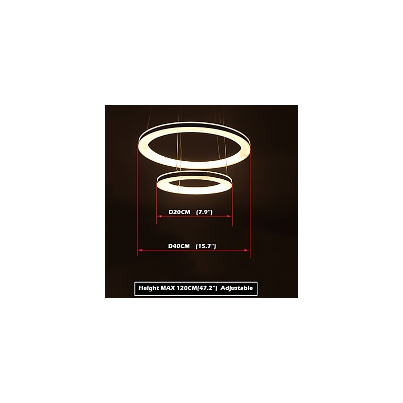 Acryl Pendelleuchte Runde Kronleuchter Beleuchtung mit 2 Ringen Lampen Leuchten
