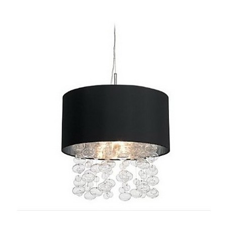Moderne Pendelleuchte mit 7 Lichtern und schwarzem Lampenschirm aus Stoff (Basis) Moderne Pendelleuchte mit 7 Lichtern und schwarzem Lampenschirm aus Stoff (Basis)