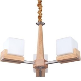 Hängelampe aus Eiche mit drei Lichtern, Eiche und Glas