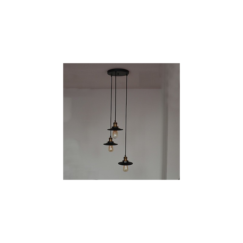 Vintage 3-flammige Pendelleuchte mit Eisenschirm