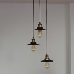 Vintage 3-flammige Pendelleuchte mit Eisenschirm