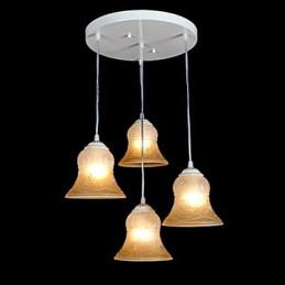 Weiß Anhänger Vier Lichter Muster Glas Schatten Hand Vergoldet Europäischen Retro