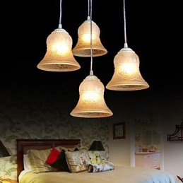 Weiß Anhänger Vier Lichter Muster Glas Schatten Hand Vergoldet Europäischen Retro