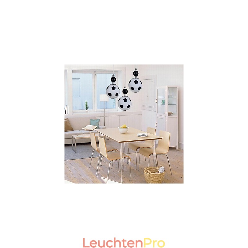 Klassische, moderne, runde Pendelleuchte mit Fußballmotiv, 3 Lichter