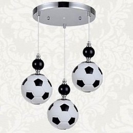 Klassische, moderne, runde Pendelleuchte mit Fußballmotiv, 3 Lichter