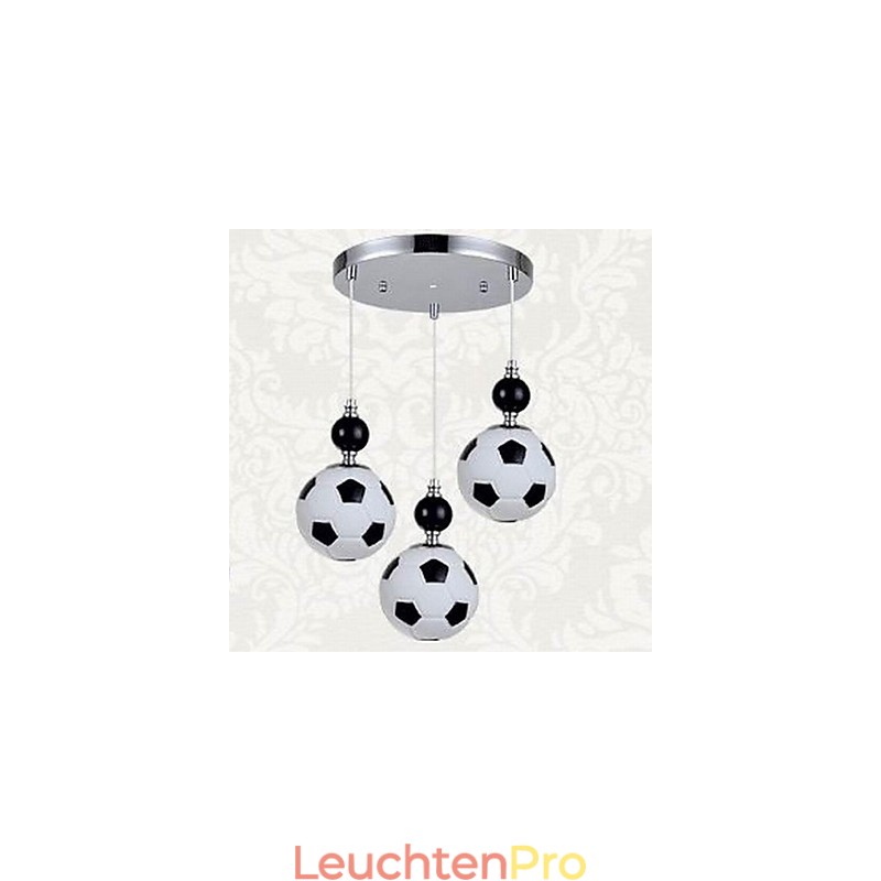 Klassische, moderne, runde Pendelleuchte mit Fußballmotiv, 3 Lichter