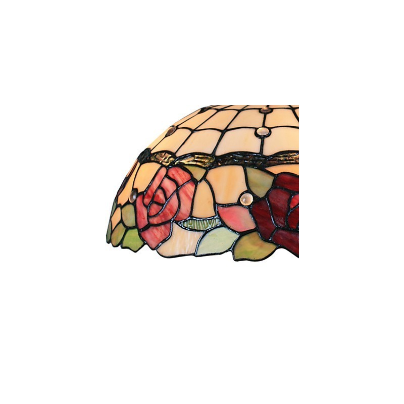 Pendelleuchte mit 2 Lichtern im rosa gemusterten Schirm